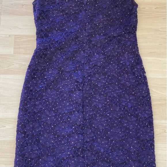 Dressbarn Connected Apparel Purple Lace Sequin Dress Size 10 Cowl Neck - Picture 10 of 12